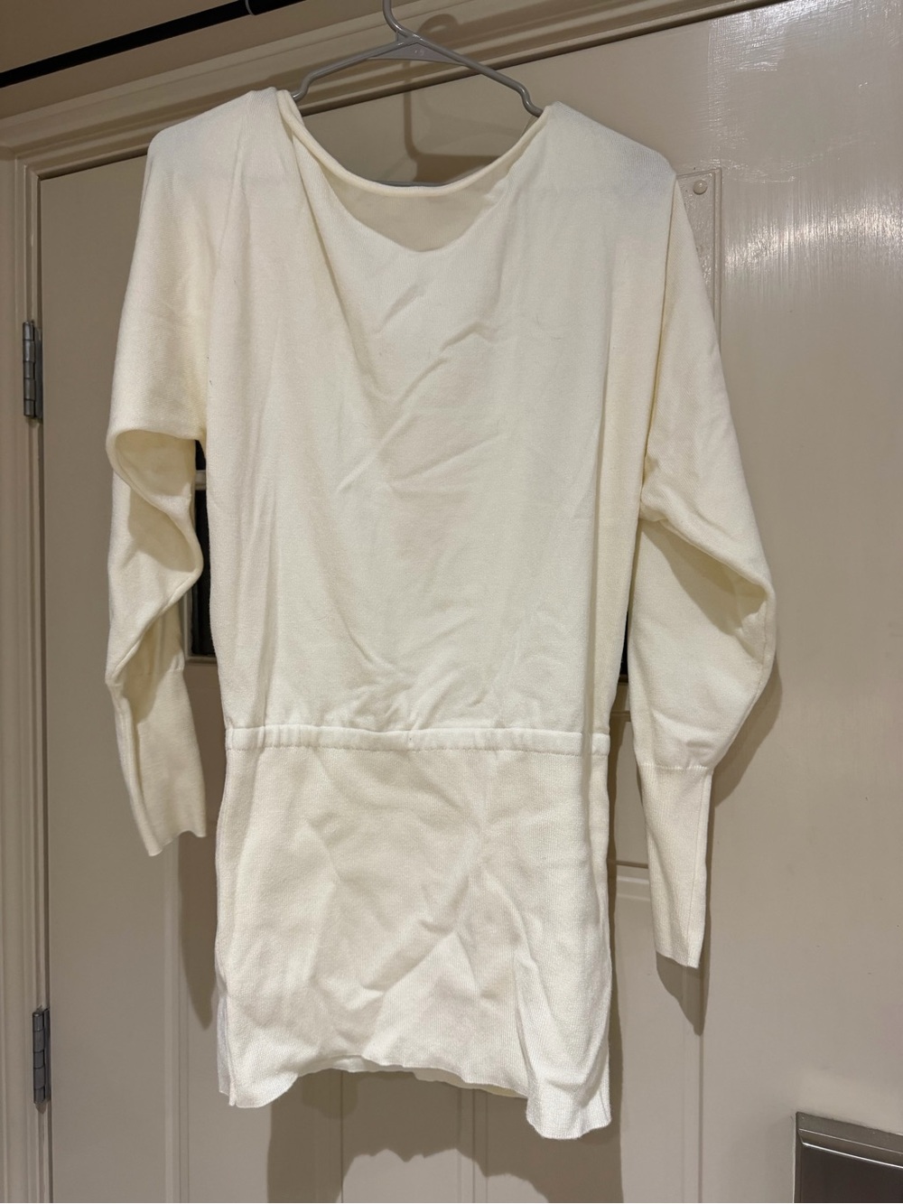 Cream Long Sleeve Off the Shoulder Sweater Dress